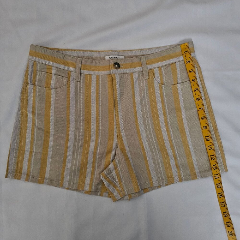 Madewell Women's Poplar Yellow Striped Rumpled Cotton Twill Shorts Size 29, NWT - Picture 14 of 16